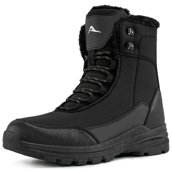 Ecetana Snow Boots for Men Winter Warm Fur Lined Ankle Boots Outdoor Hiking Shoes