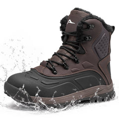 Ecetana Men's Waterproof Hiking Snow Boots Non-Slip Warm Ankle Boots for Trekking