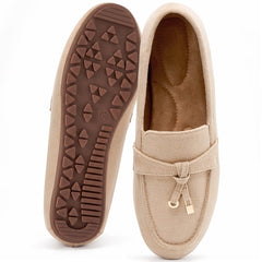 Ecetana Women's Suede Loafers Slip-On Flat Shoes Round Toe Casual Shoes for Daily Office Walking