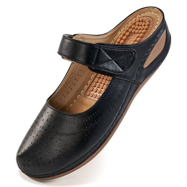 HARENC™Clogs for Women Comfortable Slip on Leather Mule with Arch Supp