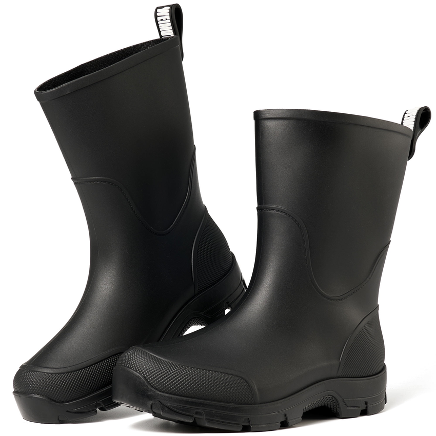 Ecetana Women's Waterproof Rain Boots Wide Mid Calf Comfortable Rubber Shoes Lightweight Anti-slipping Rain Footwear for Outdoor Garden Farm Work