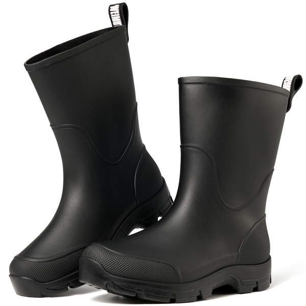 Ecetana Women's Waterproof Rain Boots Wide Mid Calf Comfortable Rubber Shoes Lightweight Anti-slipping Rain Footwear for Outdoor Garden Farm Work