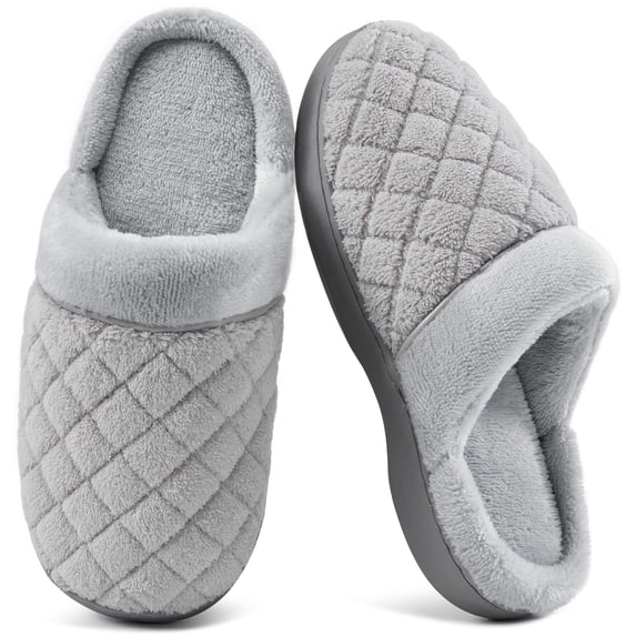 Ecetana Womens House Slippers Memory Foam Fuzzy Slippers Non-Slip Warm Indoor Bedroom Slippers