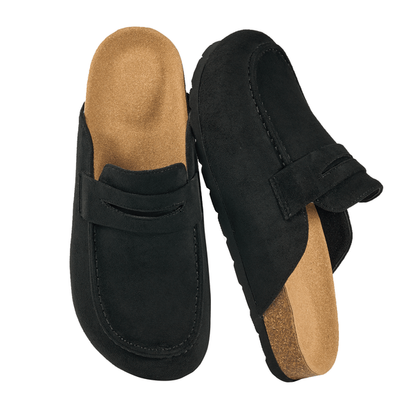 Decould sylf Women's Suede Mules & Clogs Soft Cork Footbed Potato Shoes Slip On Comfort Casual Shoes with Arch Support