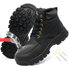 MeMoride Men's Waterproof Steel Toe Safety Work Boots Slip Resistant Industrial Construction Boot