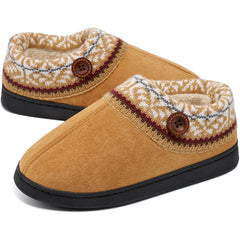 Ecetana Womens Fuzzy Closed Back Slippers Warm Soft Comfy Memory Foam Non-Slip House Shoes with Fluffy Collar