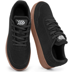 Ecetana Sneakers for Women Suede Low-Top Shoes Casual Lace-Up Walking Shoes with Non-Slip