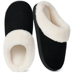 Ecetana House Slippers for Women with Memory Foam Soft Warm Fuzzy Slippers Slip-on Indoor Outdoor