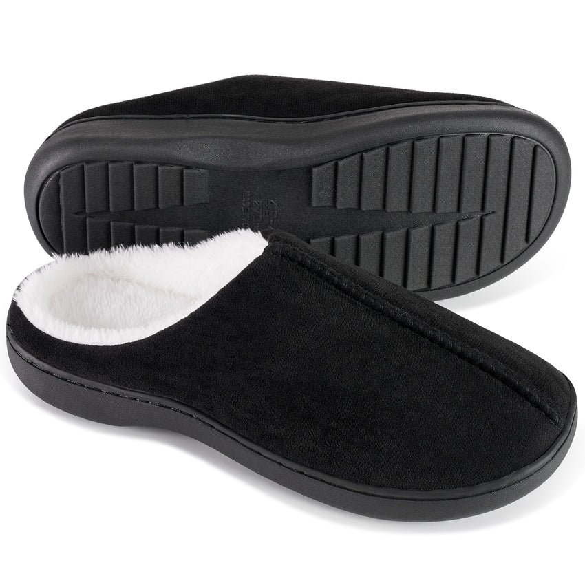 Ecetana Men's Home Slippers Memory Foam Warm Slippers Comfortable Non-Slip Home Shoes