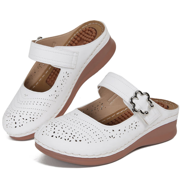Ecetana Clogs for Women Slip On Shoes Comfort Women Mules Closed Toe Sandals with Hook Loop
