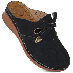 Ecetana Mules for Women Comfortable Closed Toe Women Wedge Sandals Slip On Shoes