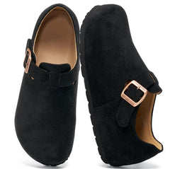 Ecetana Women's Loafers Slip-On Shoes Suede Casual Flats with Adjustable Strap