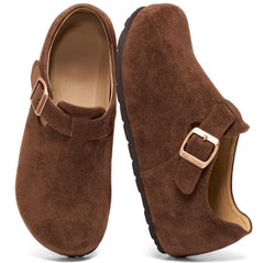 Ecetana Women's Loafers Slip-On Shoes Suede Casual Flats with Adjustable Strap