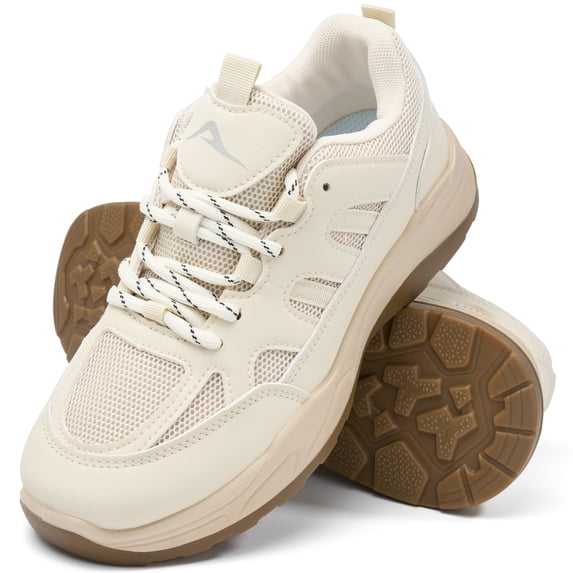 Ecetana Women's Platform Sneakers Breathable Mesh Lace-Up Walking Shoes