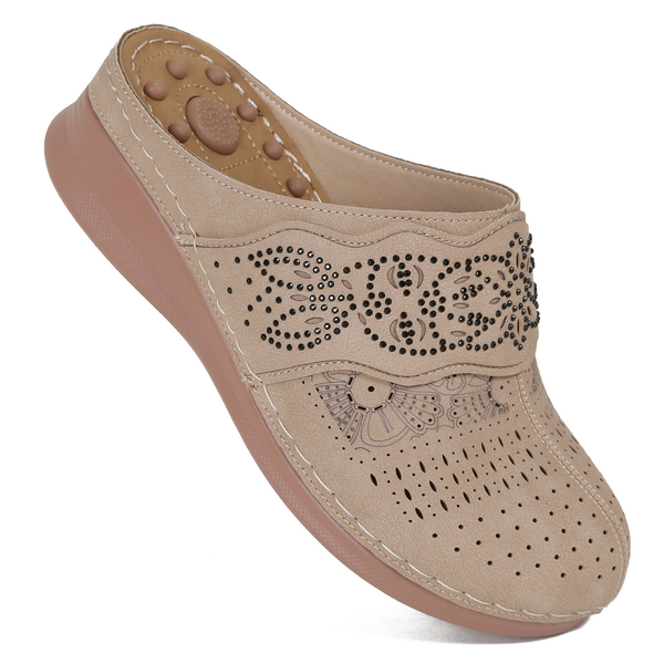 Ecetana Mules for Women Massage Slip On Sandals Comfortable Clogs with Arch Support Closed Toe Sandals Shoes