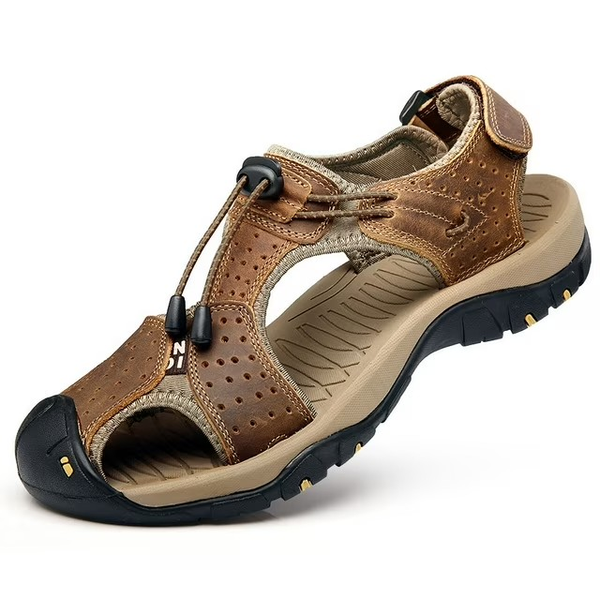 Ecetana Men's Sandals Closed Toe Leather Fisherman Hiking Sandals for Men Water Shoes