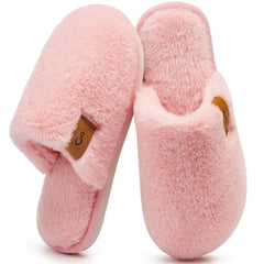 Ecetana Women's Fuzzy Slippers Indoor Cozy Soft Memory Foam Slip On House Shoes for Women
