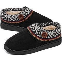 Ecetana Womens Fuzzy Closed Back Slippers Warm Soft Comfy Memory Foam Non-Slip House Shoes with Fluffy Collar
