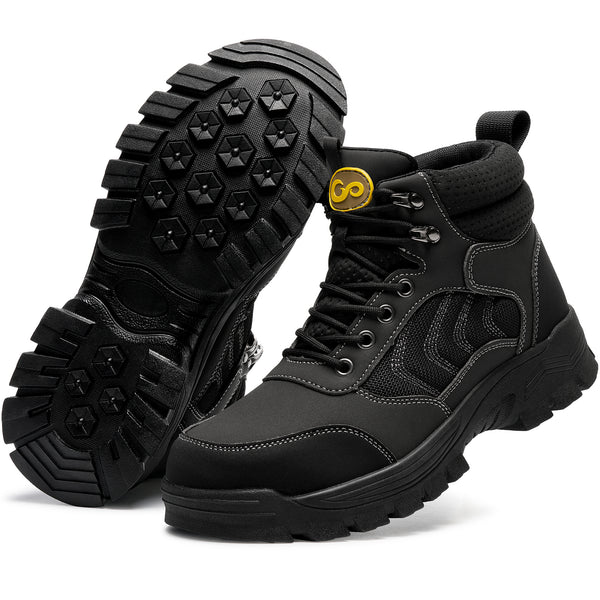 MeMoride Men's Steel Toe Boots Anti-slip Comfort Work Safety Shoes for Building Industrial