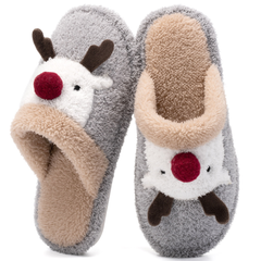 Ecetana Women's Christmas Fuzzy Cute Warm House Slippers Bedroom Indoor Shoes