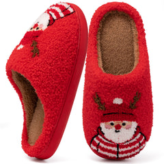 Ecetana Christmas House Slippers for Women Men Holiday Indoor Bedroom Warm Cozy Fluffy Slippers