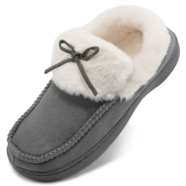Ecetana Women's Moccasin Slippers Micro Suede Warm Fuzzy Slip On Loafers Shoes for Women Indoor Outdoor