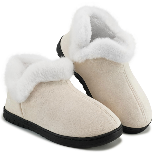 Ecetana Womens Slippers Faux Fur Warm House Shoes Fuzzy Memory Foam Closed Back Slippers