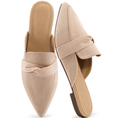 Ecetana Mules for Women Slip On Casual Work Slide Pointed Toe Backless Loafers Shoes