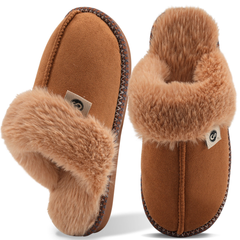 Ecetana Slippers for Women Memory Foam Fluffy Soft Lined Warm Slip On House Shoes