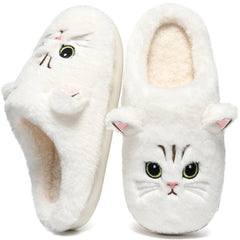 Ecetana Women's Cute Fuzzy Slippers Comfort Faux Fur Memory Foam Non-Slip House Slippers for Women