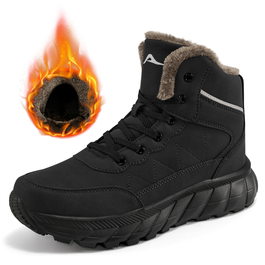 Ecetana Men's Winter Snow Boots Warm Faux Fur Lined Non Slip Outdoor Shoes for Hiking Walking