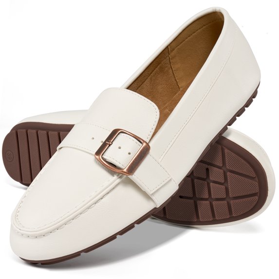 Ecetana Women's Loafer Flats Leather Slip-On Dress Shoes Work Business Casual Shoes