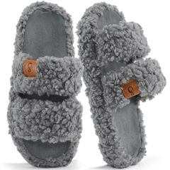 Ecetana House Slippers for Women Open Toe Fuzzy Slippers Slides Memory Foam Indoor House Shoes