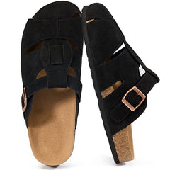 Ecetana Sandals for Women Closed Toe Slide Comfort Cork Footbed Slip On Clogs Shoes