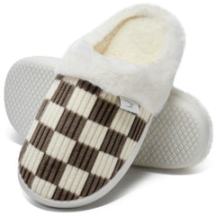 Ecetana Women's Fuzzy Faux Fur Slippers Memory Foam Warm Winter House Shoes Non Slip Slippers