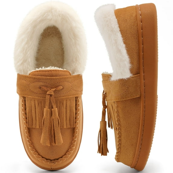 Ecetana Fuzzy Memory Foam Slippers for Women Comfortable Warm House shoes