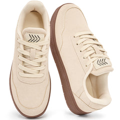 Ecetana Sneakers for Women Suede Low-Top Shoes Casual Lace-Up Walking Shoes with Non-Slip