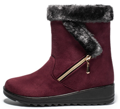 Ecetana Winter Women's Snow Boots Slip-On Waterproof Ankle Boots Suede Warm Faux Fur Lined High Top Outdoor Shoes
