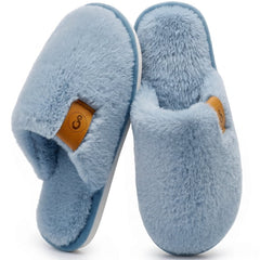 Ecetana Women's Fuzzy Slippers Indoor Cozy Soft Memory Foam Slip On House Shoes for Women