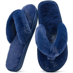 Women's Fuzzy Slippers Warm Plush Thong Slippers Soft Cozy House Slippers for Women Fluffy Flip-Flops Winter