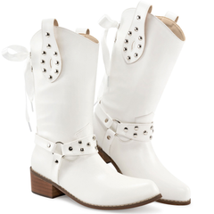 Ecetana Cowboy Boots for Women Western Booties Comfort Riding Rivet Mid Calf Boots