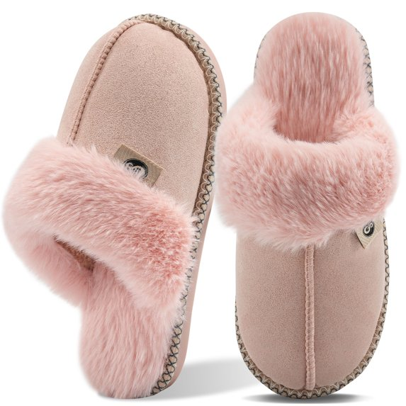 Ecetana Slippers for Women Memory Foam Fluffy Soft Lined Warm Slip On House Shoes