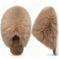 Ecetana Women's Furry Slippers Comfy Memory Foam Fuzzy Fluffy Slippers Non-slip Indoor House Shoes