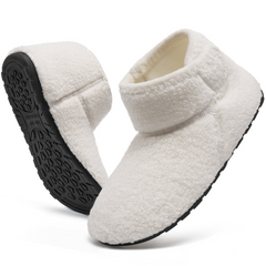 Ecetana Bootie Slippers for Women Furry Warm Slippers Sock Shoes Cozy Hook-Loop House Slippers