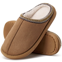 Ecetana Women's Fuzzy Slippers Faux Suede Plush-Lined Indoor House Shoes