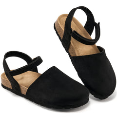 Ecetana Sandals for Women Cork Footbed Closed Toe Flat Sandals with Arch Support