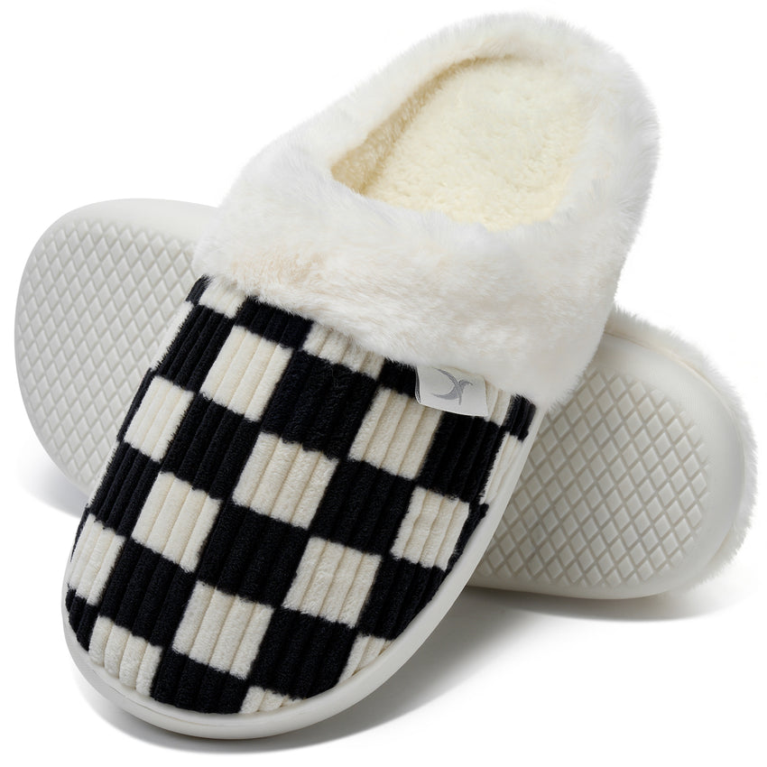 Ecetana Women's Fuzzy Faux Fur Slippers Memory Foam Warm Winter House Shoes Non Slip Slippers