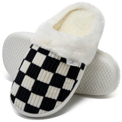 Ecetana Women's Fuzzy Faux Fur Slippers Memory Foam Warm Winter House Shoes Non Slip Slippers