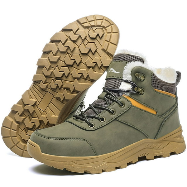 MeMoride Mens Snow Boots Waterproof Warm Faux Fur Lined Ankle Booties Non-slip Winter Hiking Boots for Men