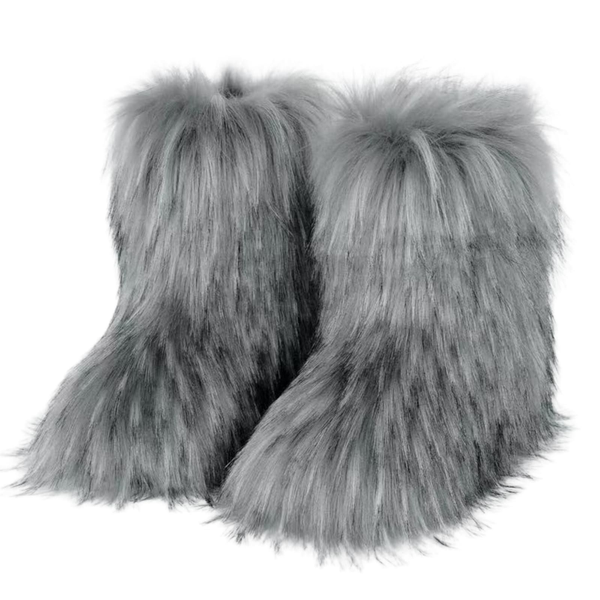 Ecetana Womens Faux Fur Boot Winter Warm Fluffy Long Furry Boots Mid-Calf Snow Boots